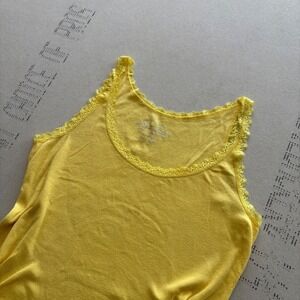 Y2K Arizona Jean Company Yellow Lace Trim Ribbed Tank Top